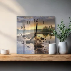Zegar płynący 30x30 Jezioro Natura dekoracyjny do salonu