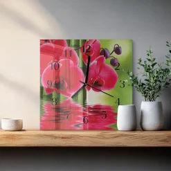Zegar płynący 30x30 Orchidea dekoracyjny na ścianę