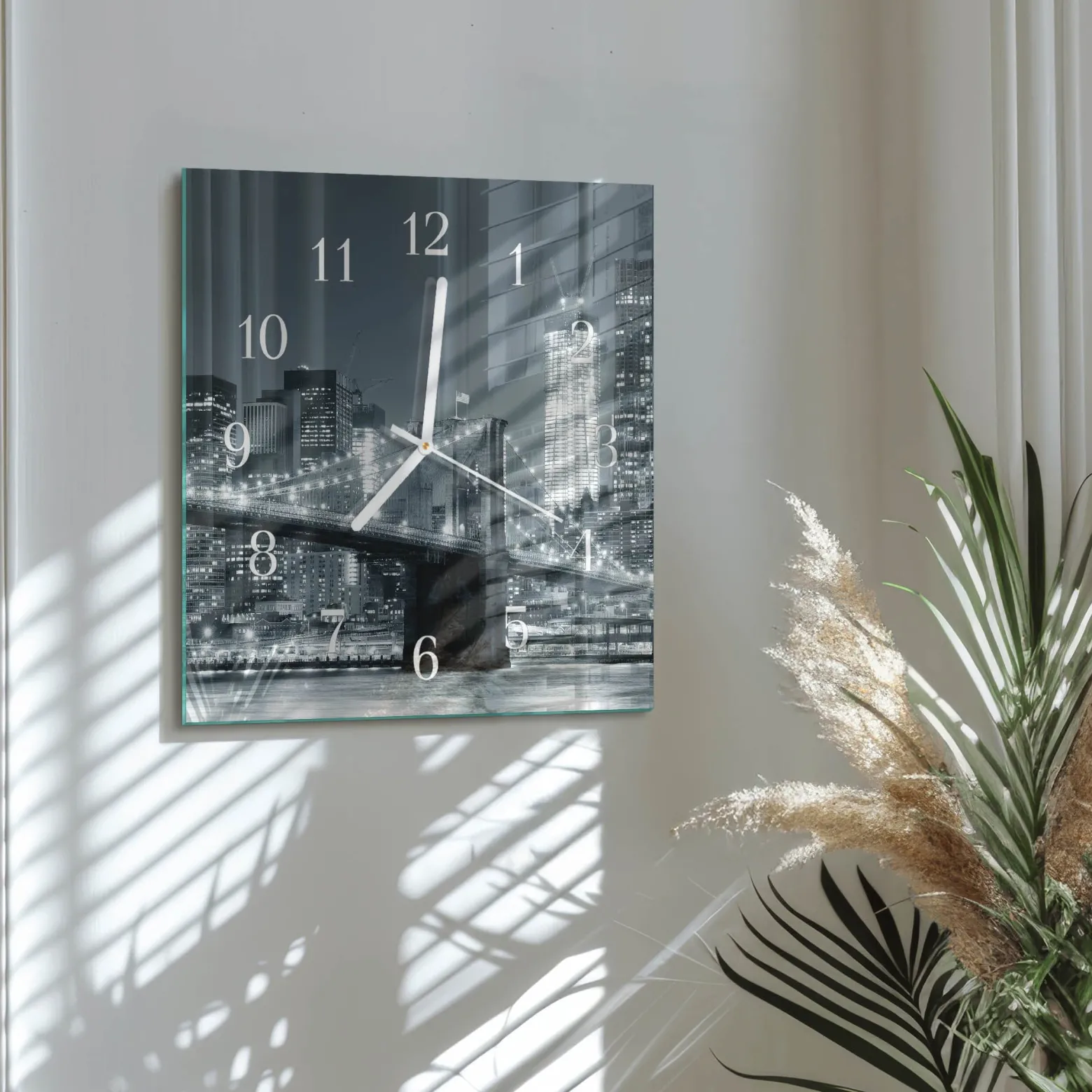 Zegar rzeka 30x30 Most Horyzontalny architektura miasto woda