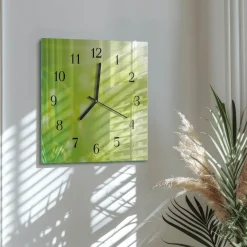 Zegar zielony 30x30 Trawa natura ekologia cichy pokój szklany