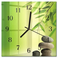 Zegar bambusy 30x30 Kamienie Bambusowe zen spa natura woda cichy
