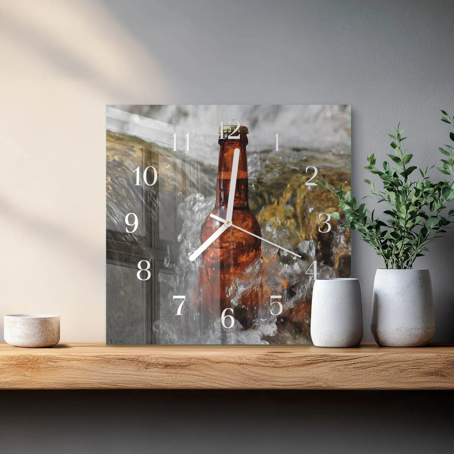 Zegar brzozy 30x30 Piwo kufel pianka pub bar napój chmiel szklany