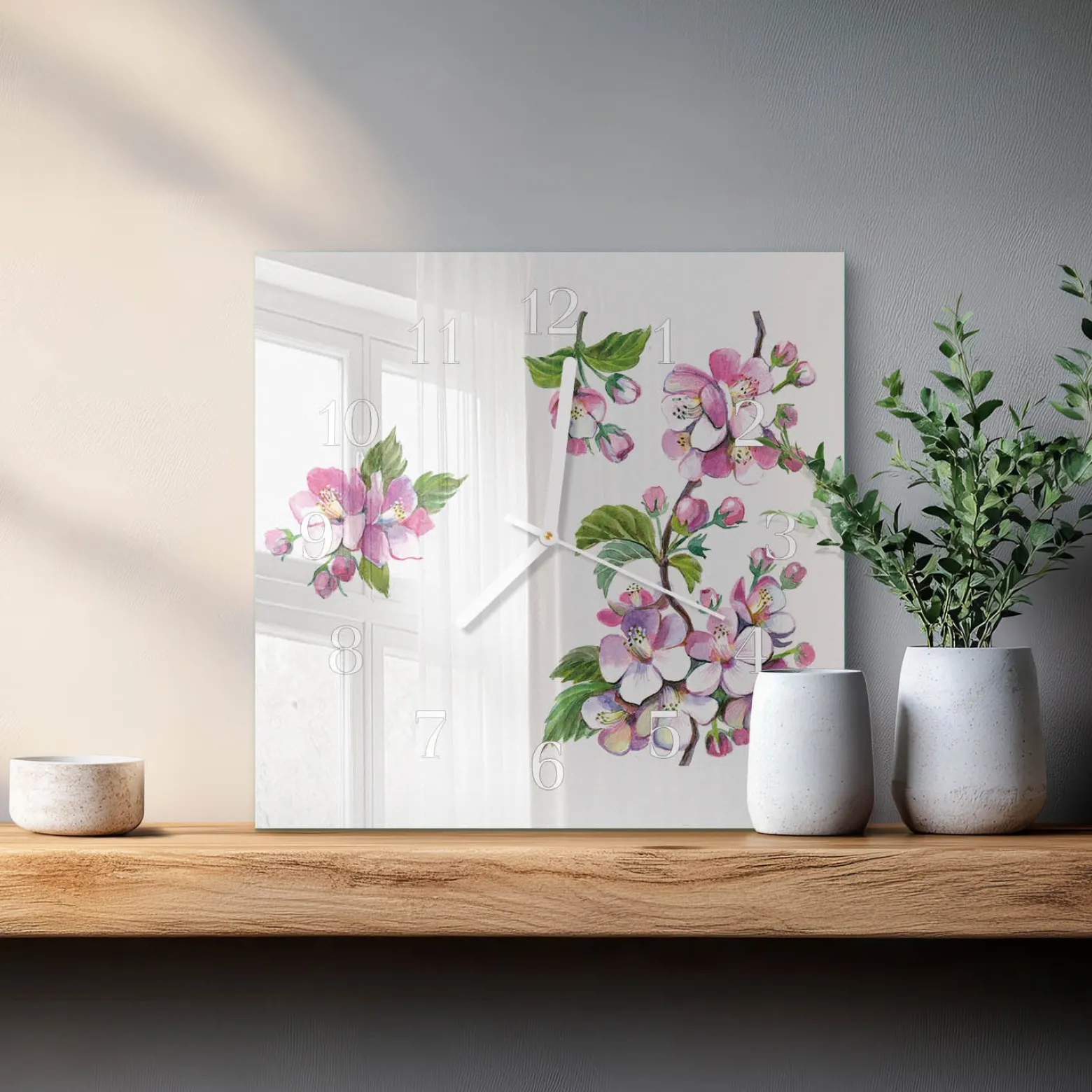Zegar bukiet 30x30 Kwiaty rośliny kolorowe ogród dekoracja art