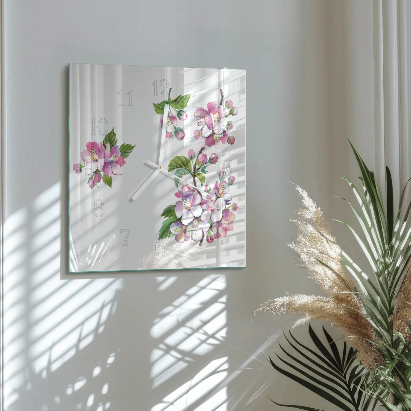 Zegar bukiet 30x30 Kwiaty rośliny kolorowe ogród dekoracja art