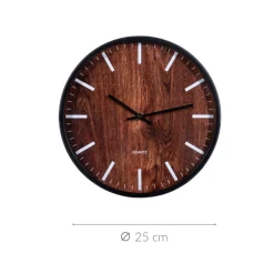Zegar ścienny, tarcza w drewnianym stylu, Ø 25 cm