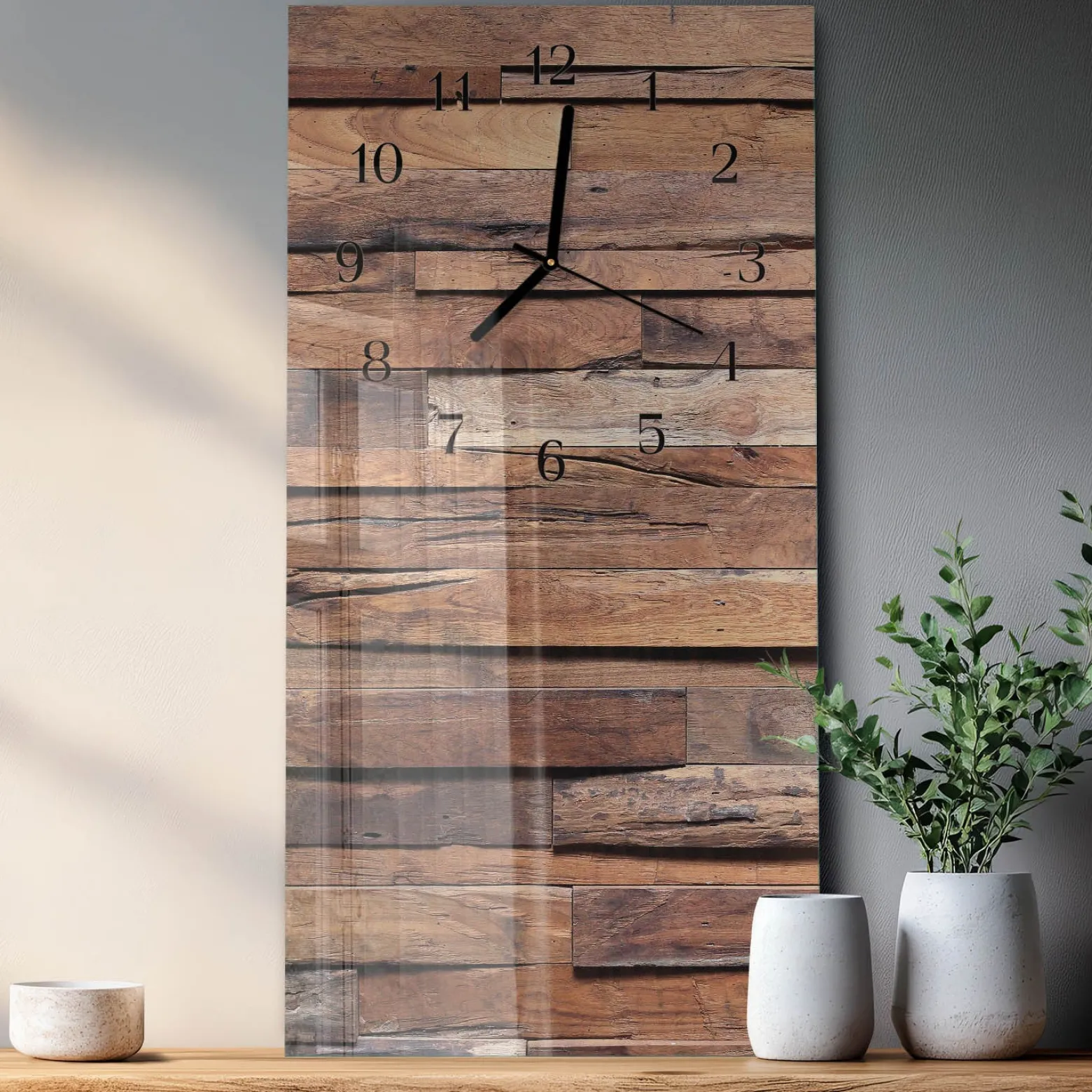 Zegar ścienny 30x60 Drewno cichy mechanizm salon