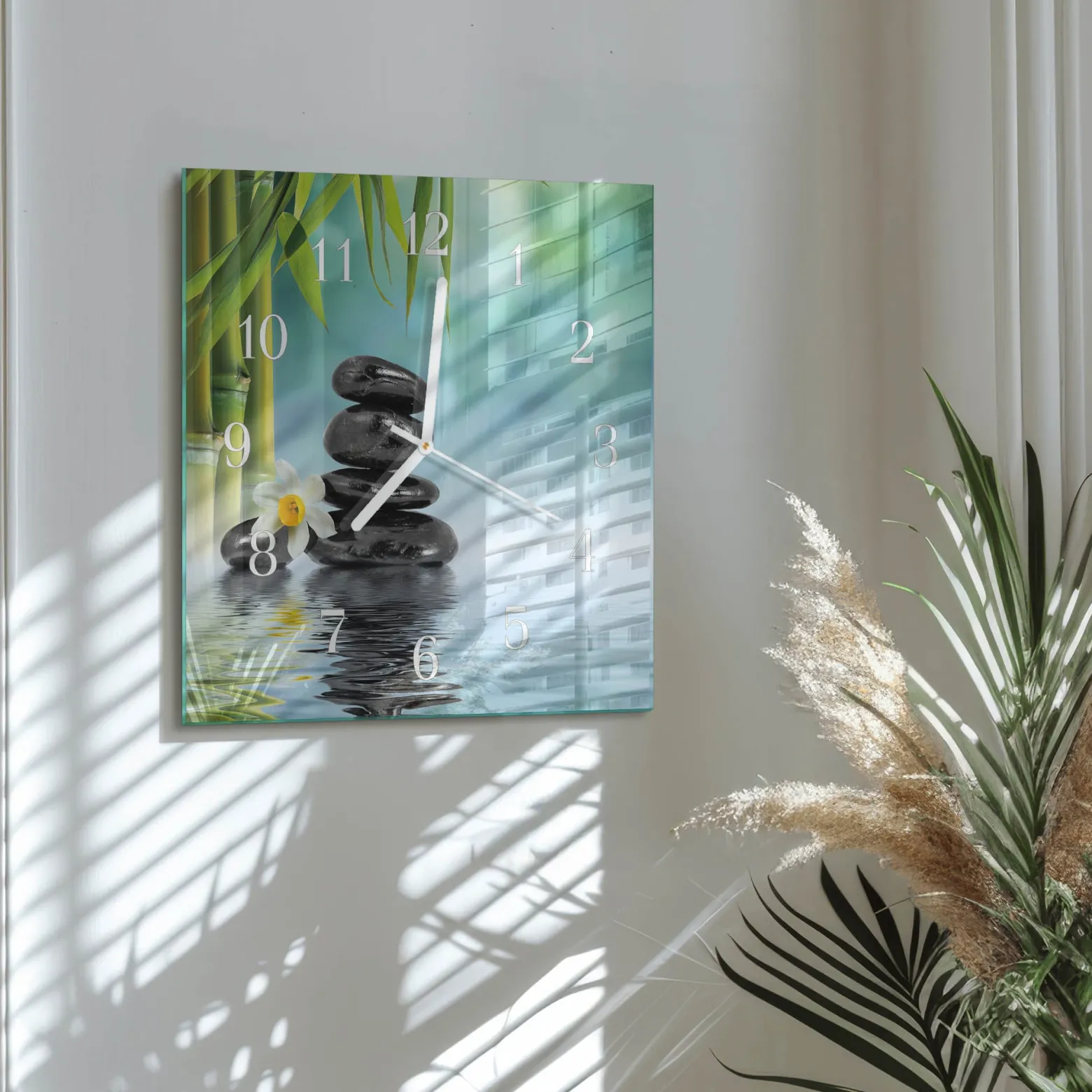 Zegar ścienny 30x30 Kamienie design na ścianę