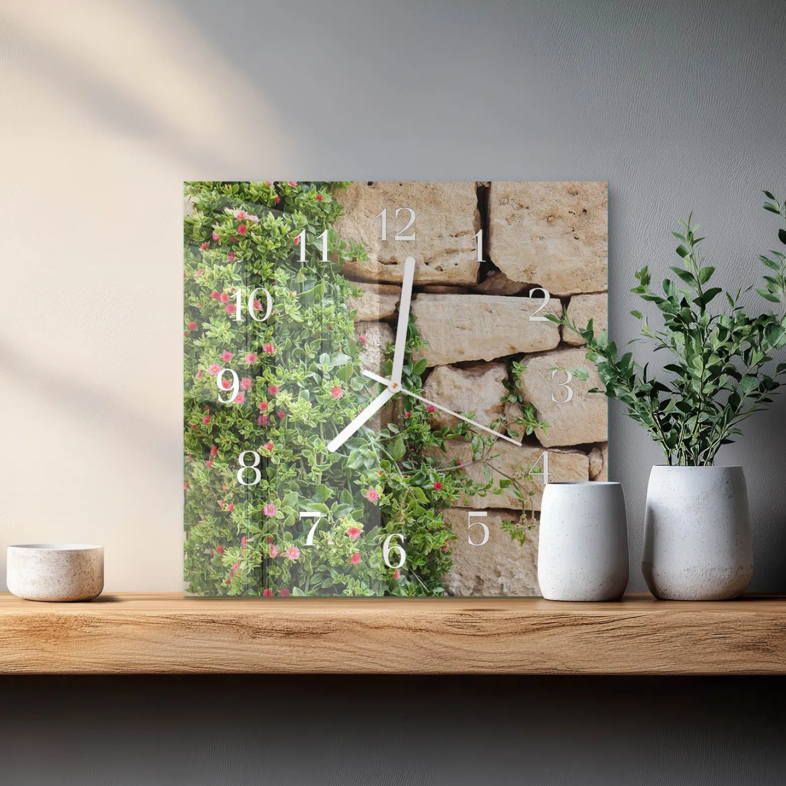 Zegar ścienny 30x30 Kamienie Natura nowoczesny do salonu