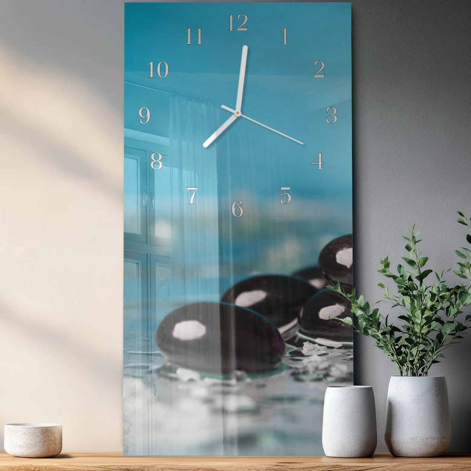 Zegar ścienny 30x60 Kamienie nowoczesny do salonu