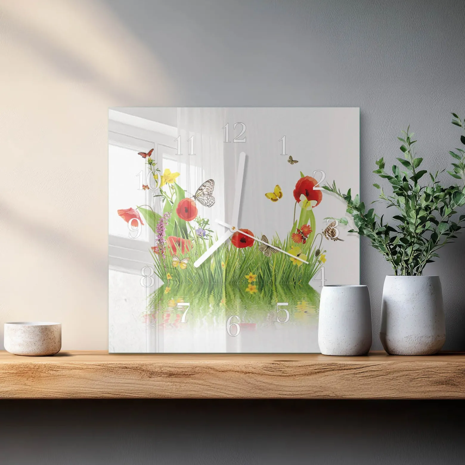 Zegar ścienny 30x30 Łąka nowoczesny do salonu