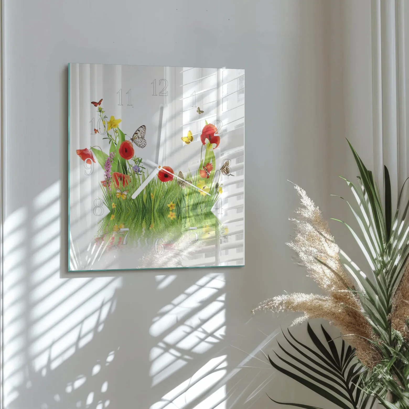 Zegar ścienny 30x30 Łąka nowoczesny do salonu