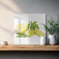 Zegar ścienny 30x30 Mięta Cytrynowa nowoczesny do salonu