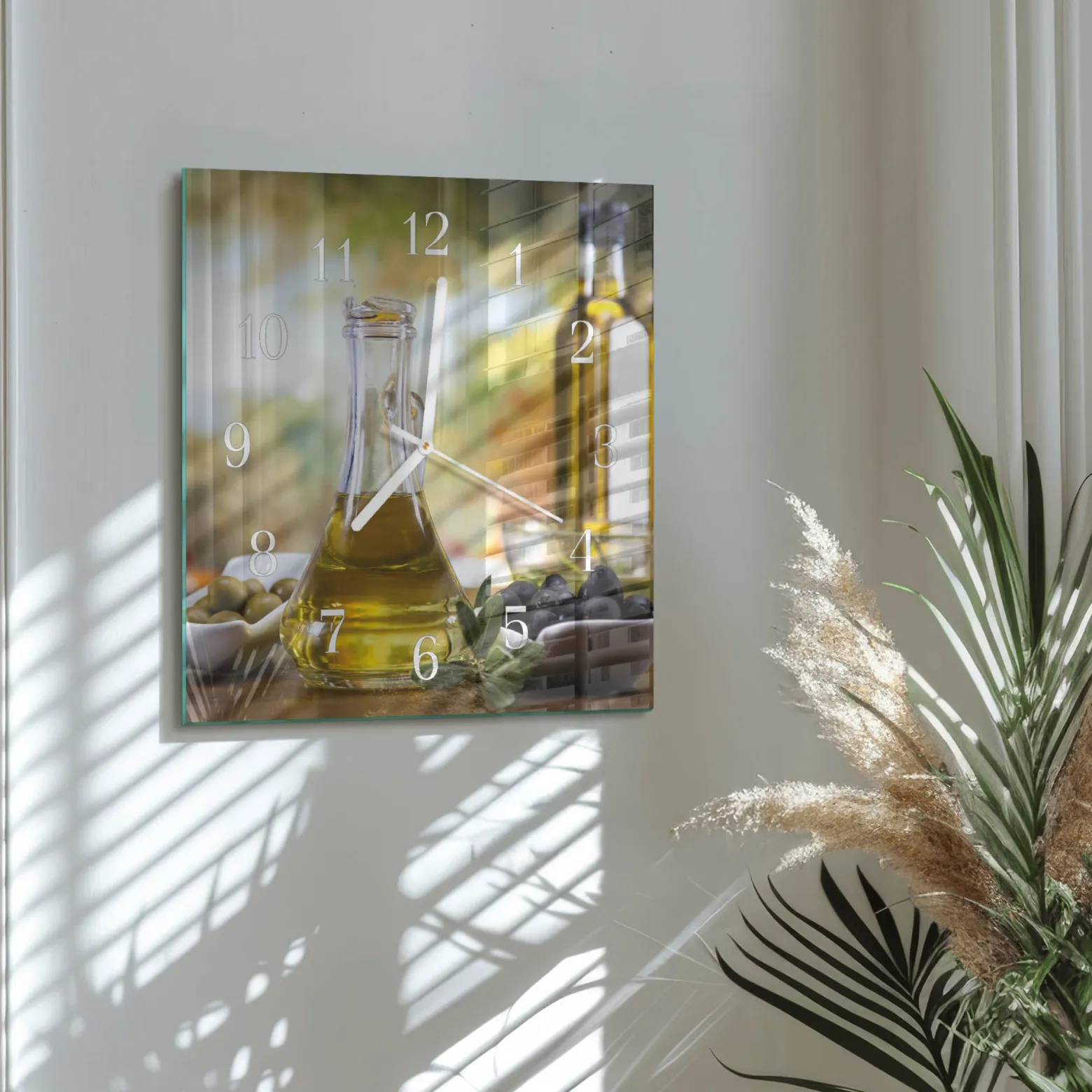 Zegar ścienny 30x30 Oliwa z Oliwek szklany ścienny