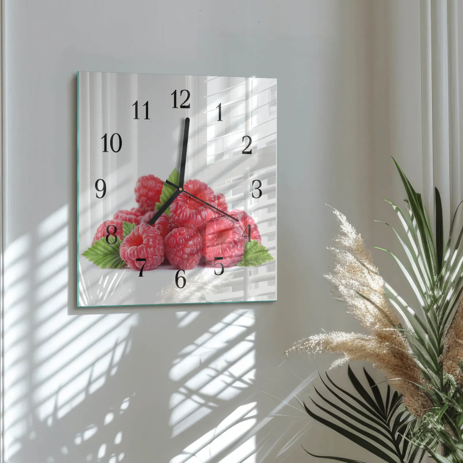 Zegar do kuchni 30x30 Maliny dekoracyjny na ścianę