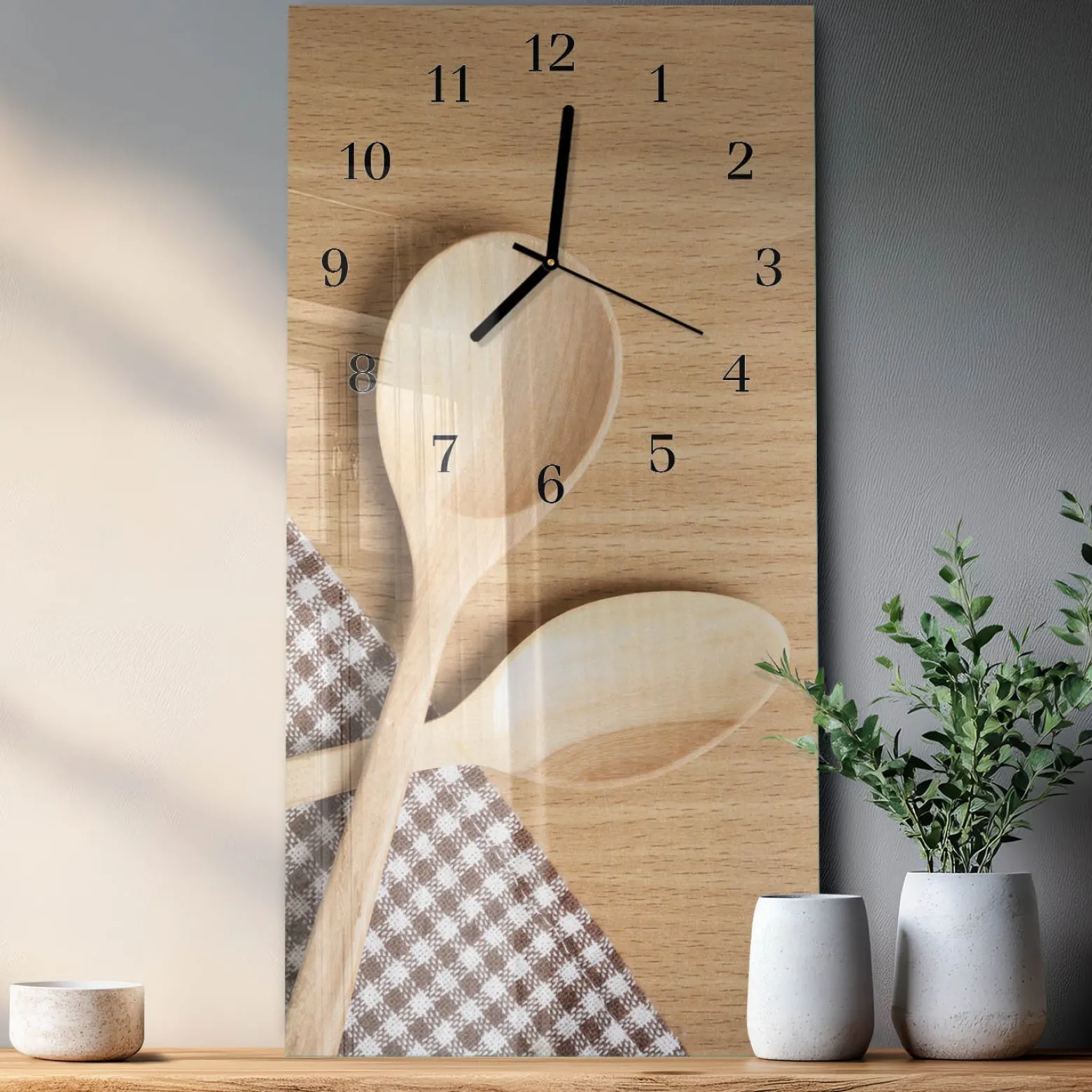 Zegar do salonu 30x60 Łyżki zegar ścienny