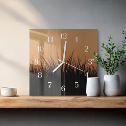 Zegar ekologia 30x30 Trawa zielona natura cichy mechanizm ścienny