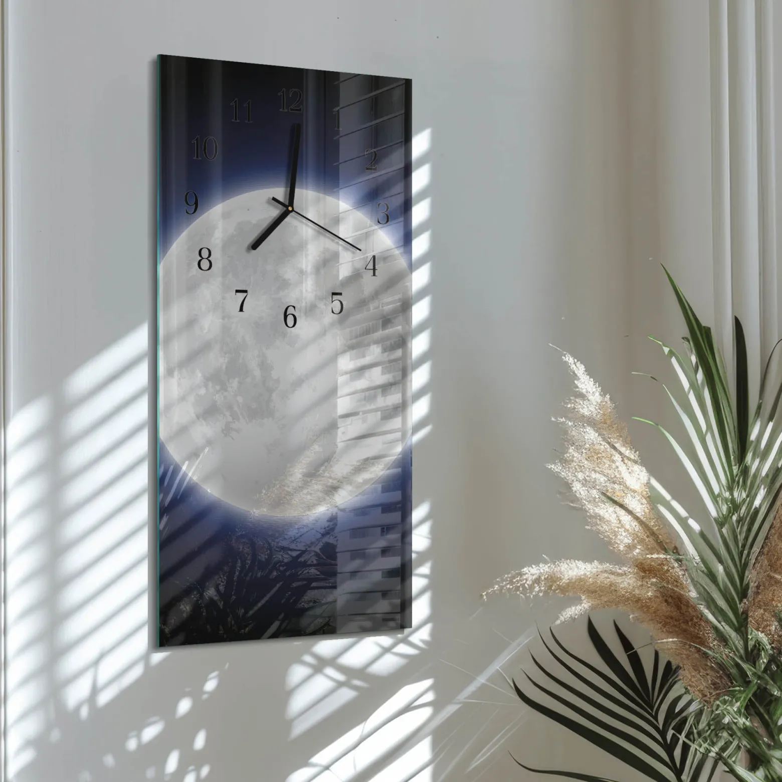 Zegar kuchenny 30x60 Księżyc nowoczesny na ścianę