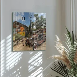 Zegar kuchenny 30x30 Stary Samochód ozdobny ścienny