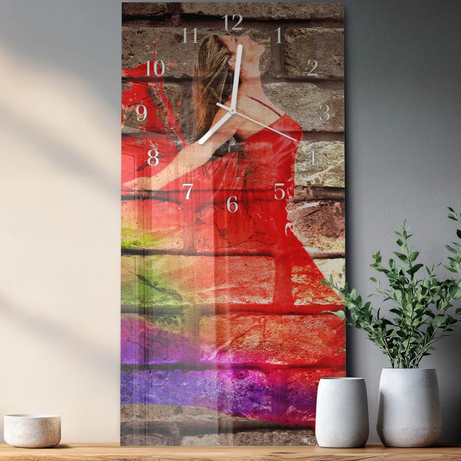 Zegar loft 30x60 Cegła nowoczesny na ścianę