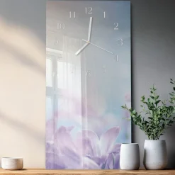Zegar loft 30x60 Fioletowy szklany ścienny