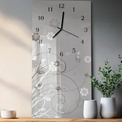 Zegar loft 30x60 Kwiaty nowoczesny na ścianę