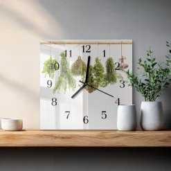 Zegar loft 30x30 Zioła ozdobny ścienny