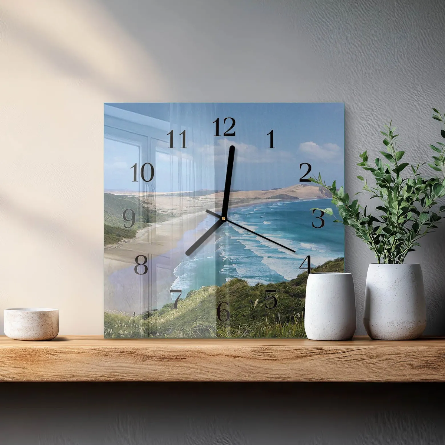Zegar mozaika 30x30 Wybrzeże ocean fale klif widok na ścianę