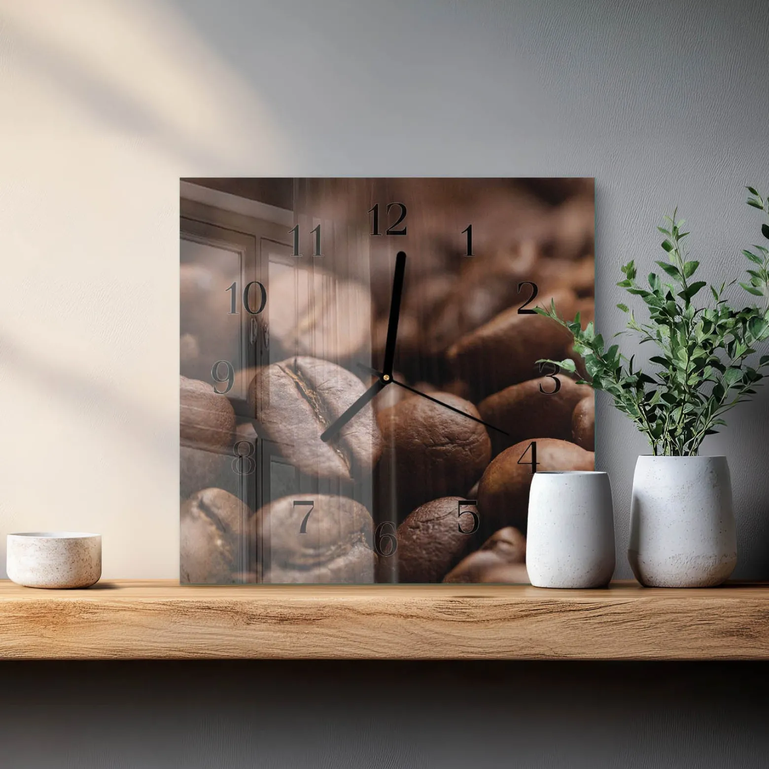 Zegar na ścianę 30x30 Ziarna Kawy zegar ścienny