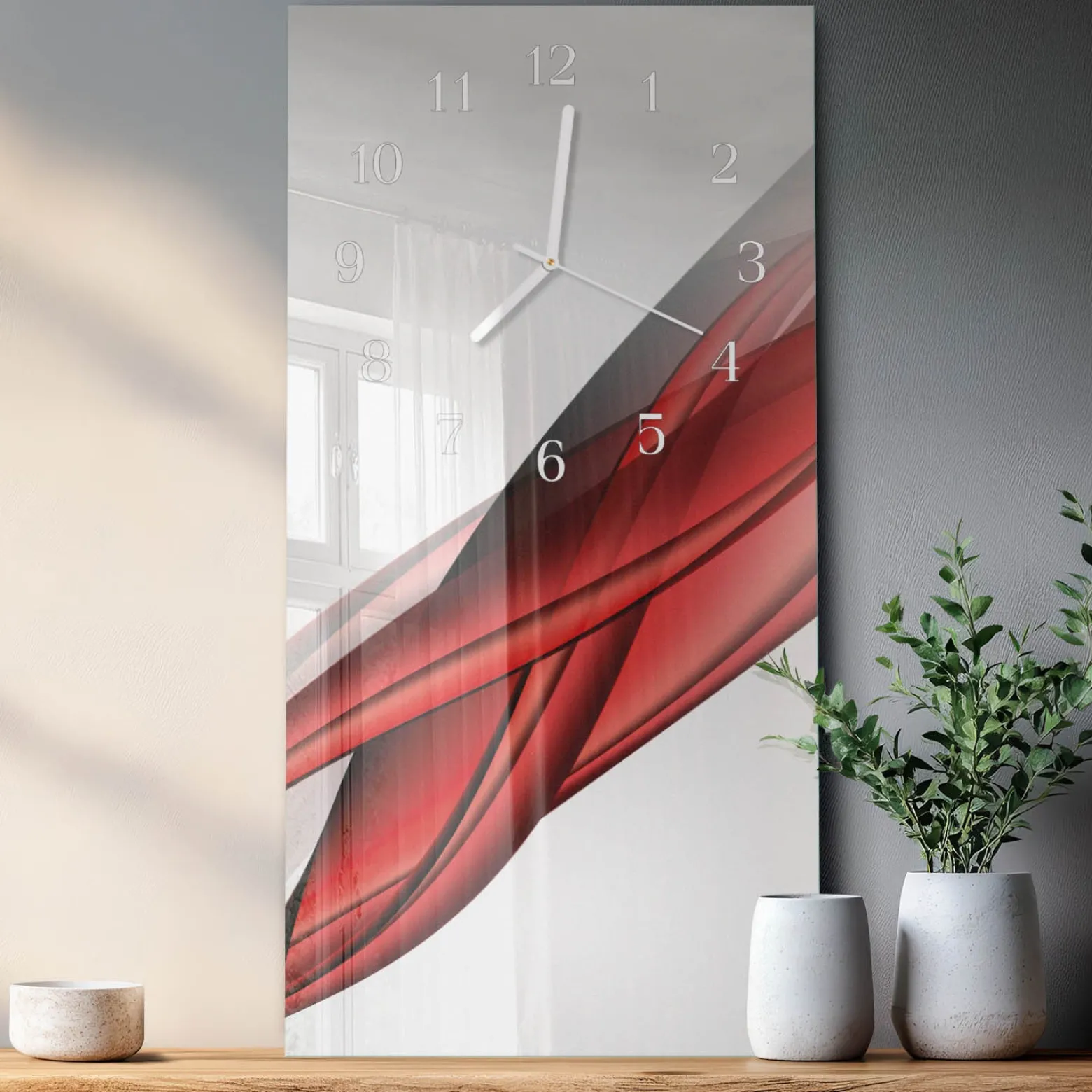 Zegar na szkle 30x60 Abstrakcja zegar ścienny