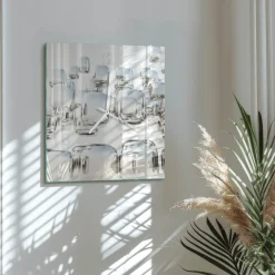 Zegar na szkle 30x30 Kostka 3D dekoracyjny do salonu