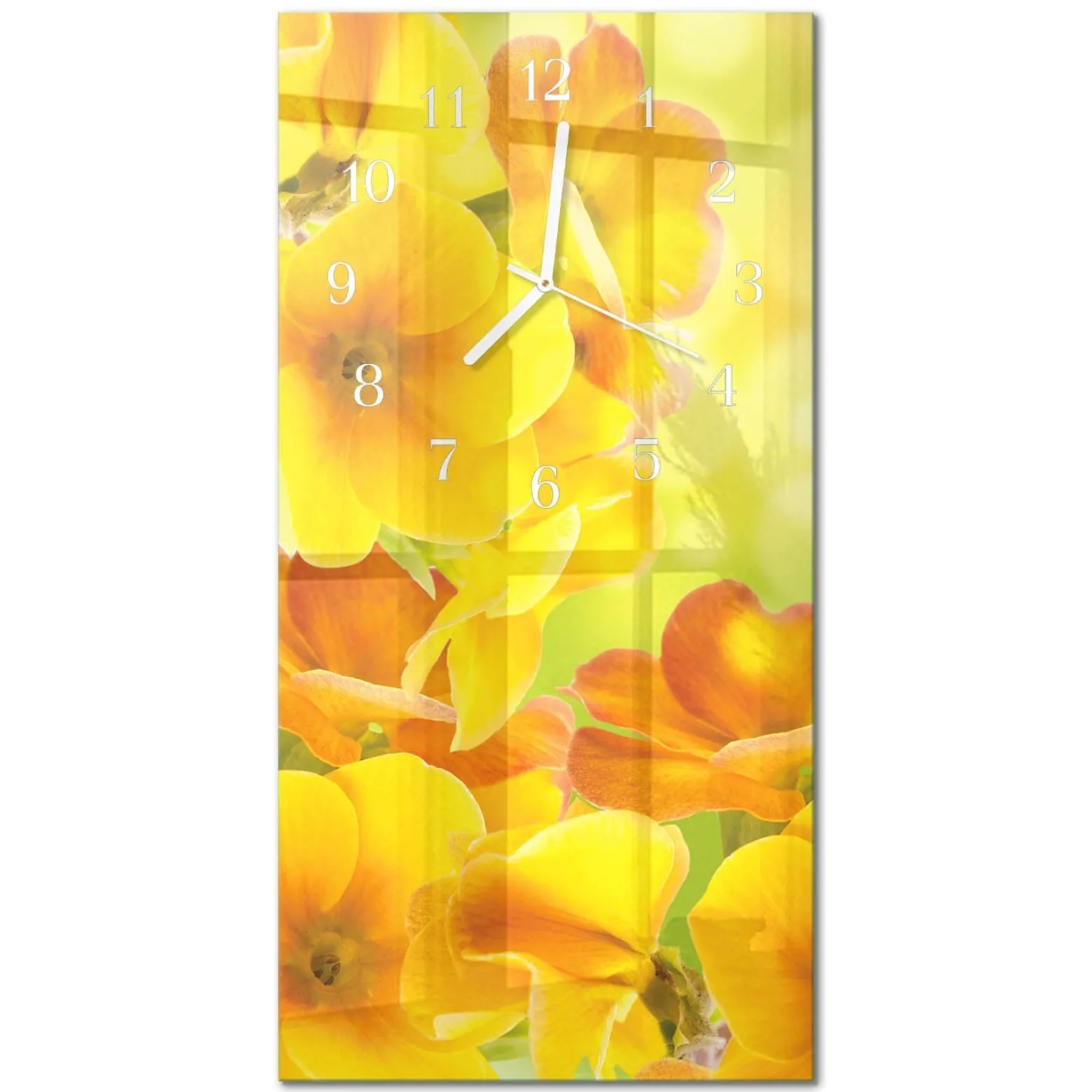 Zegar na szkle 30x60 Kwiaty zegar ścienny