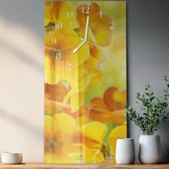Zegar na szkle 30x60 Kwiaty zegar ścienny
