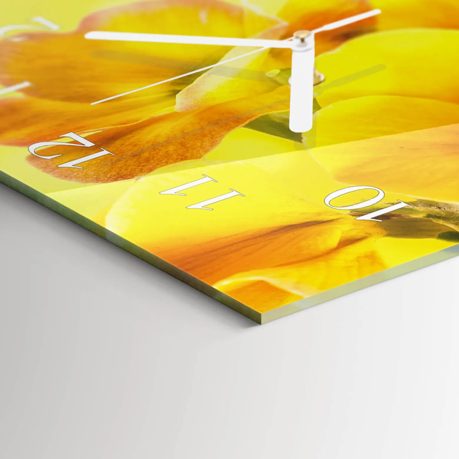 Zegar na szkle 30x60 Kwiaty zegar ścienny