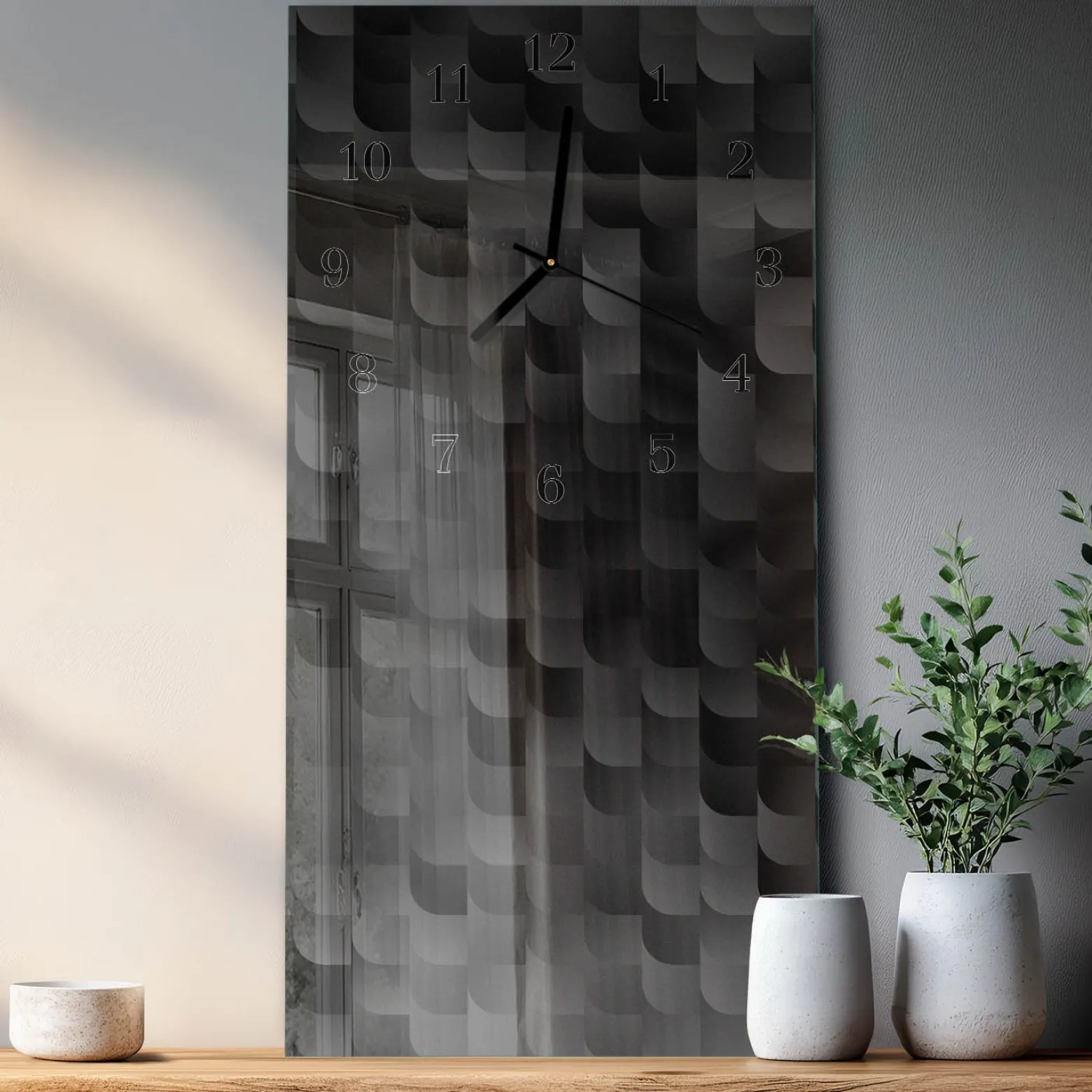Zegar na szkle 30x60 Skala zegar ścienny