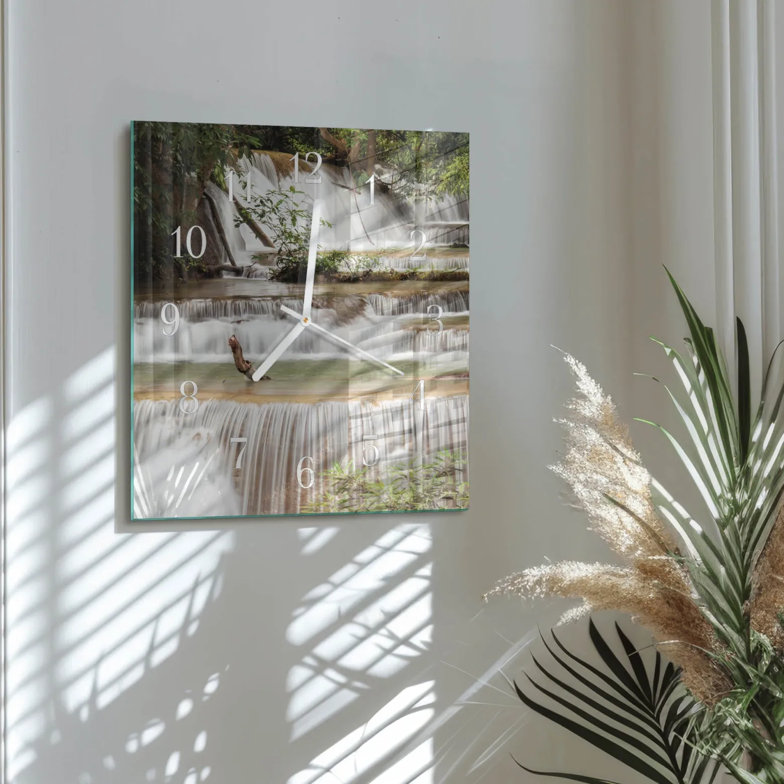 Zegar natura 30x30 Kaskada design na ścianę