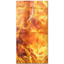 Zegar natura 30x60 Ogień design na ścianę