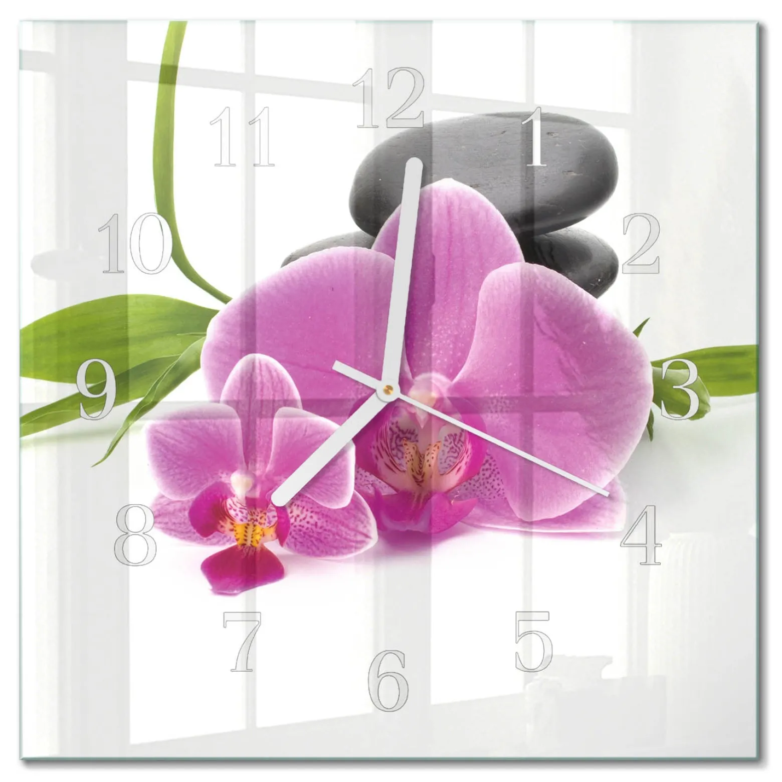 Zegar natura 30x30 Orchidea nowoczesny do salonu
