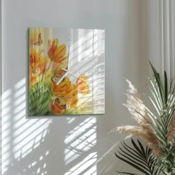 Zegar natura 30x30 Tulipany dekoracyjny do salonu