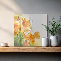 Zegar natura 30x30 Tulipany dekoracyjny do salonu