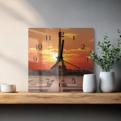 Zegar natura 30x30 Wieża Eiffla nowoczesny do salonu