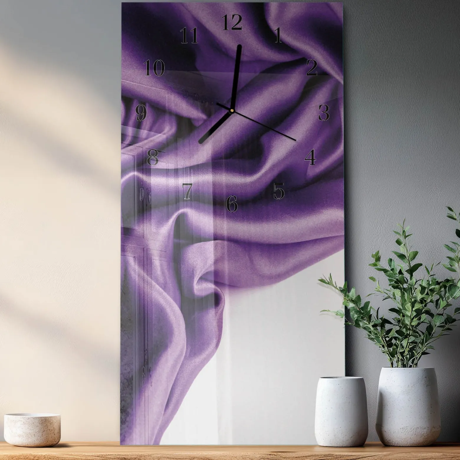 Zegar nowoczesny 30x60 Aksamit ozdobny ścienny