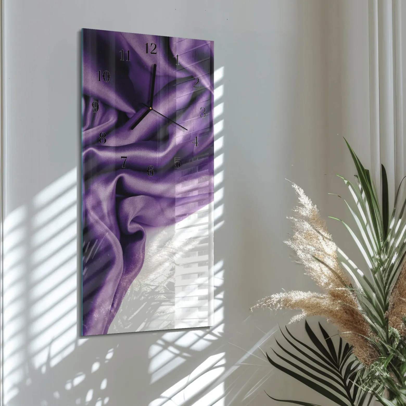 Zegar nowoczesny 30x60 Aksamit ozdobny ścienny