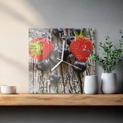 Zegar nowoczesny 30x30 Borówki szklany ścienny