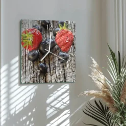 Zegar nowoczesny 30x30 Borówki szklany ścienny