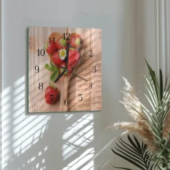 Zegar nowoczesny 30x30 Truskawka dekoracyjny do salonu