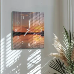 Zegar nowoczesny 30x30 Zachód Słońca ozdobny ścienny
