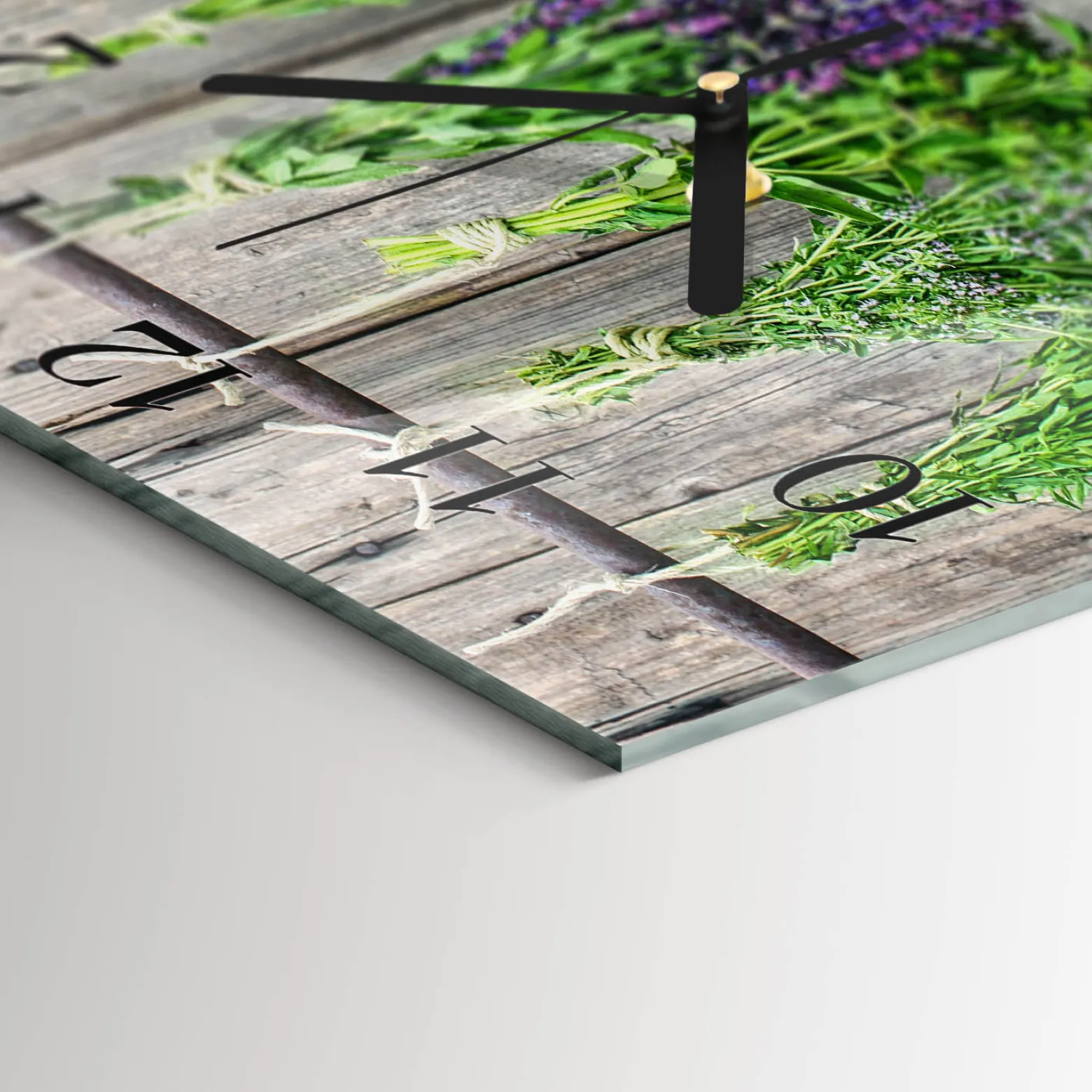 Zegar nowoczesny 30x30 Zioła design na ścianę
