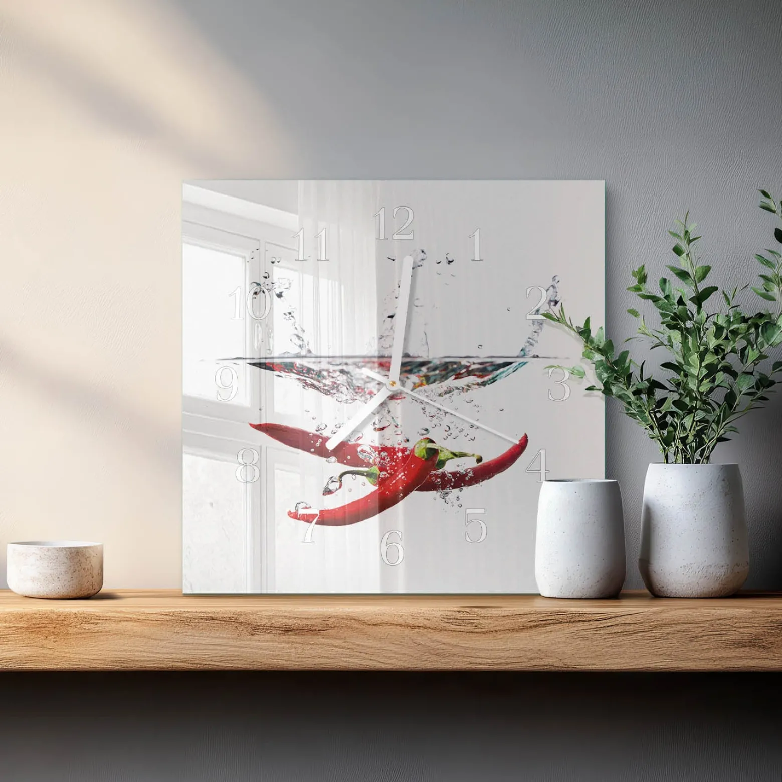 Zegar ostry 30x30 Papryczki Chili przyprawy jedzenie kuchnia foto