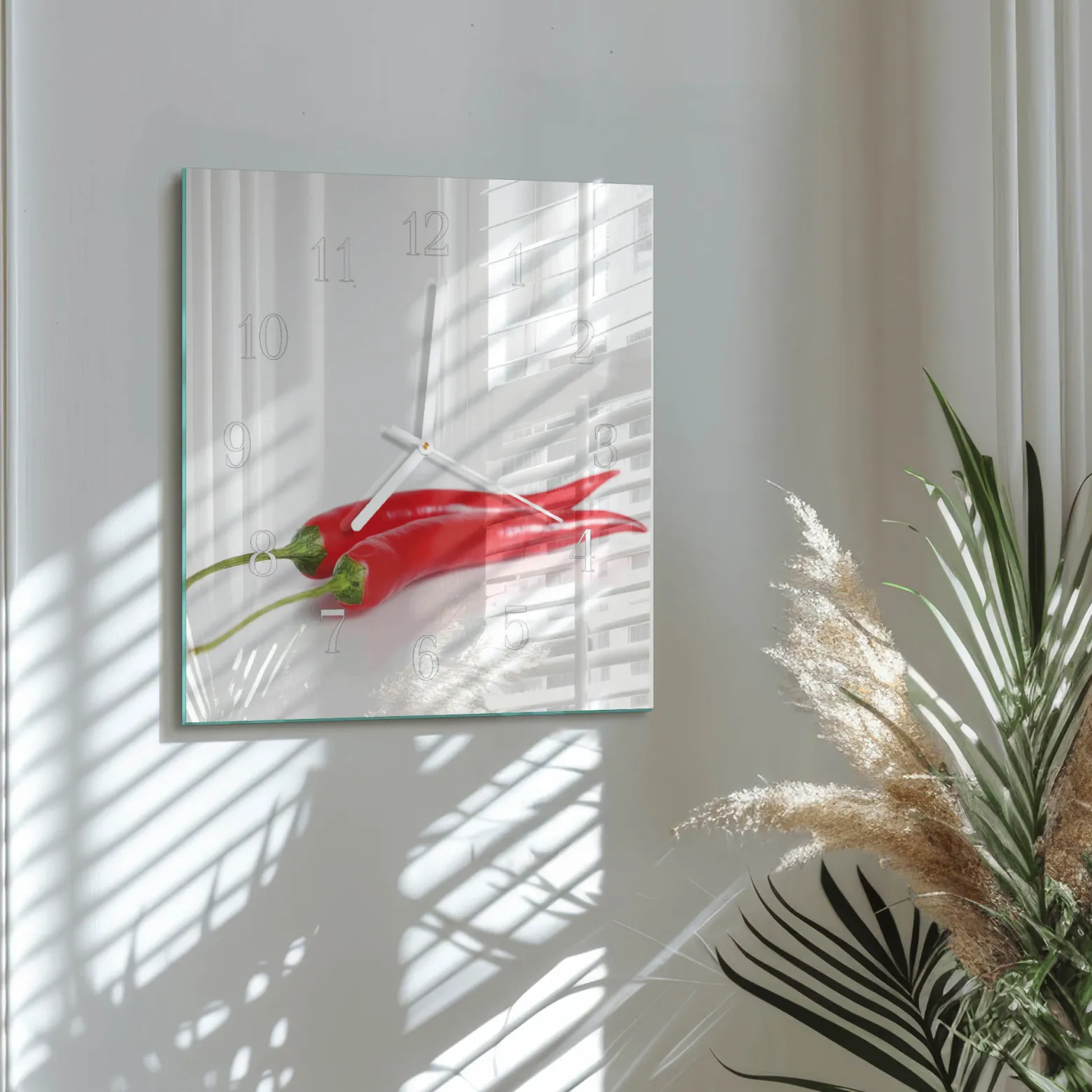 Zegar ostry 30x30 Papryczki Chili przyprawy kuchnia jedzenie foto