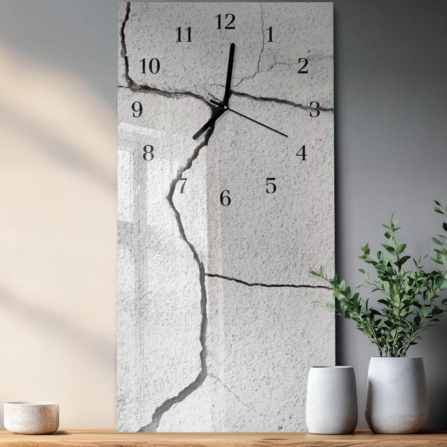 Zegar ostry 30x60 Pęknięcie ozdobny ścienny